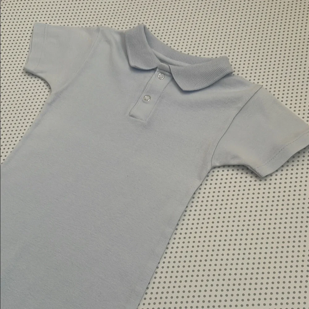 Petit Bateau Light Blue Polo Colar Bodysuit